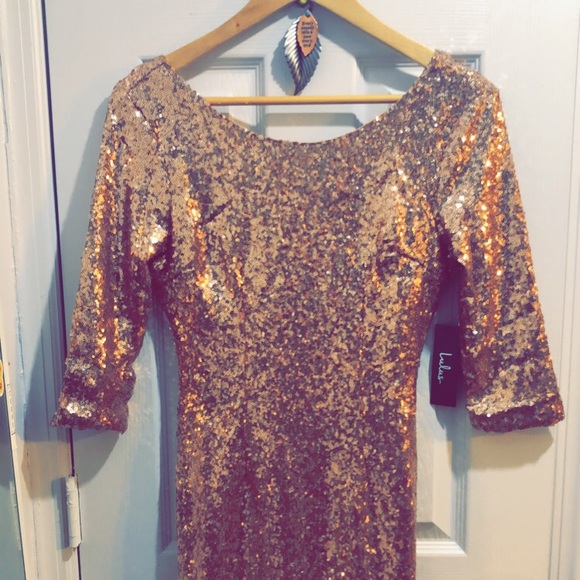 NWT Lulu’s Rose Gold Sequin Dress - Size Small - Picture 2 of 12